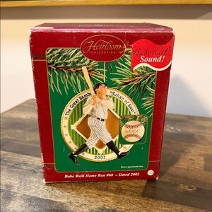Carlton Heirloom MLB Ornament 2002 Babe Ruth Home Run Talking Sound #60